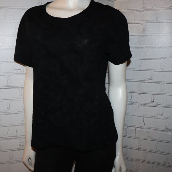 🖤🌸✨ Black Floral Lace Blouse · Jaclyn Smith · Size L - Picture 1 of 6